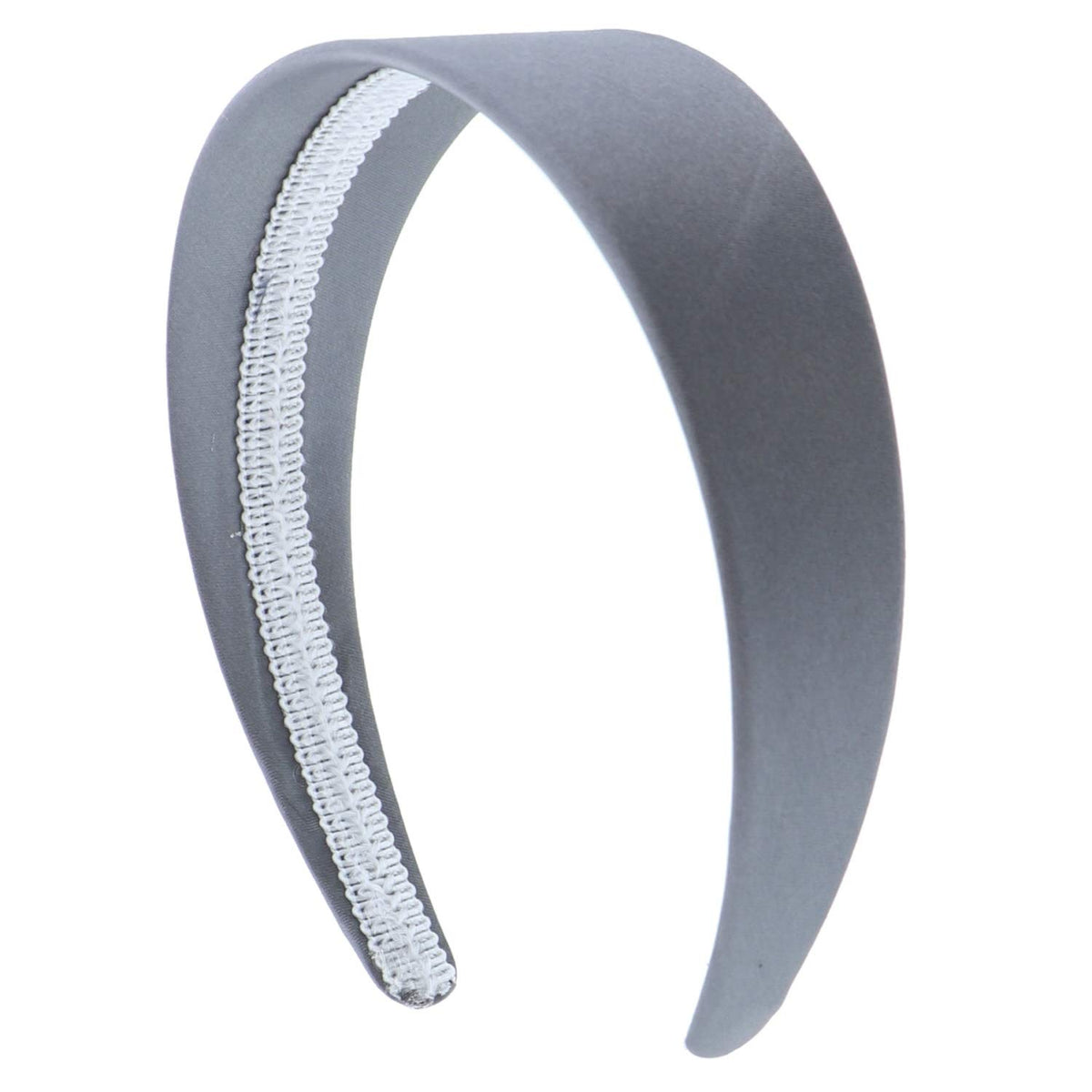 2 Inch Wide Satin Hard Headband, No Teeth, Black