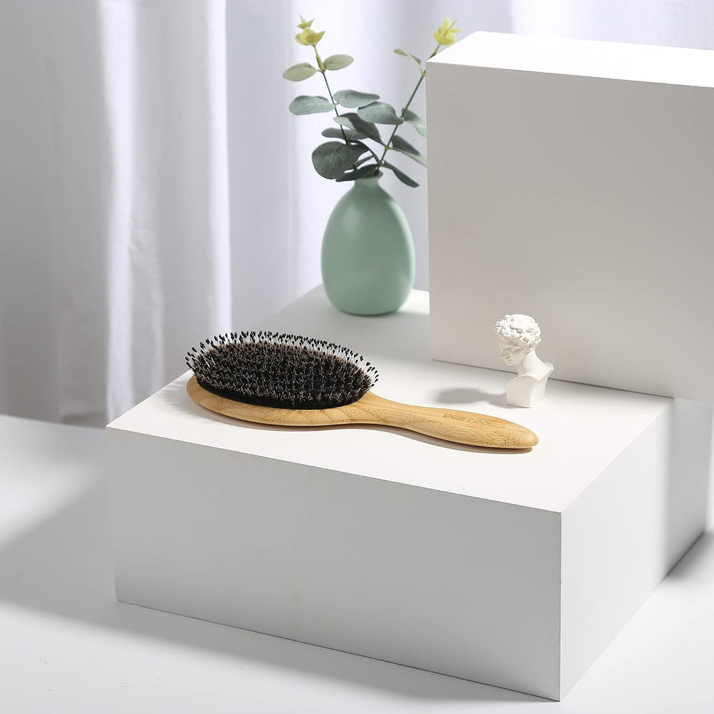BESTOOL Hair Brush-Boar Bristle Hair Brushes Natural Bamboo Wooden Cushion Massage Anti Static Large Paddle Hairbrush fo