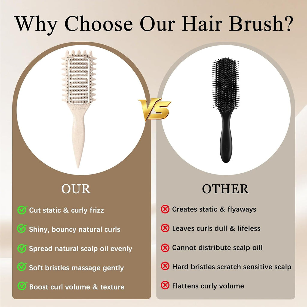 Curl Defining Brush for Curly Hair, Vented Detangling Hair Brush for Wet and Dry Styling, Curved Brush for Shaping and S