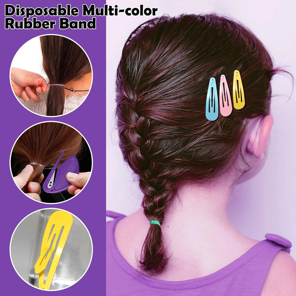 32 Colors Small Hair Rubber Bands with 16 Styling Tools, 2000 Pcs Elastic Girl Baby Hair Ties, Mini Bands with Elastic C