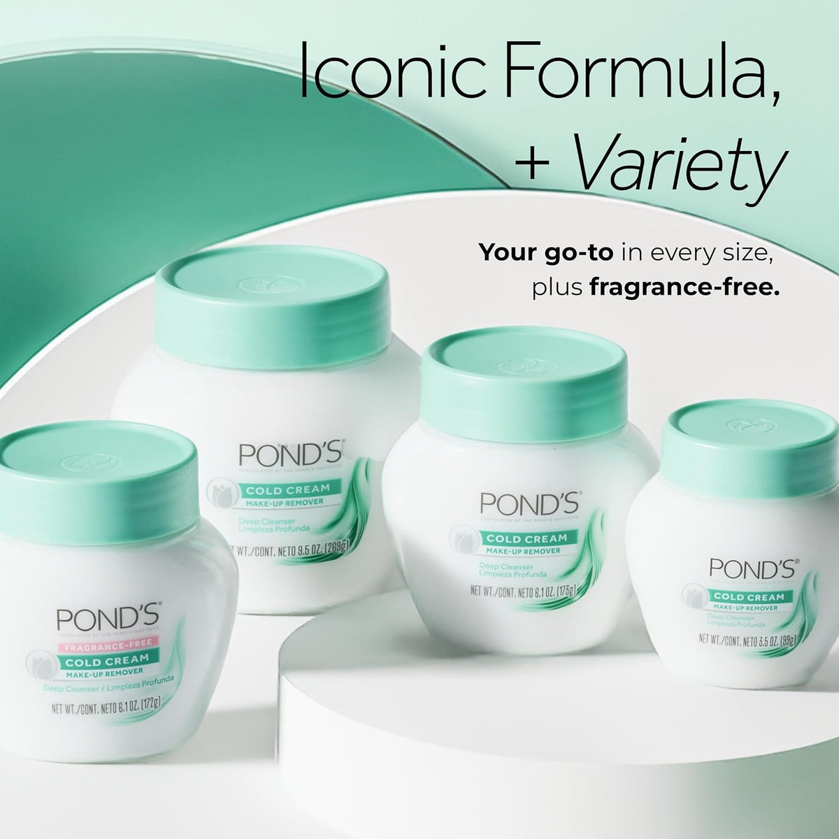 POND'S Cold Face Cream, Skin Care Facial Cleanser for All Skin Types, Deep Moisturizing Face Wash & Makeup Remover, 9.5 