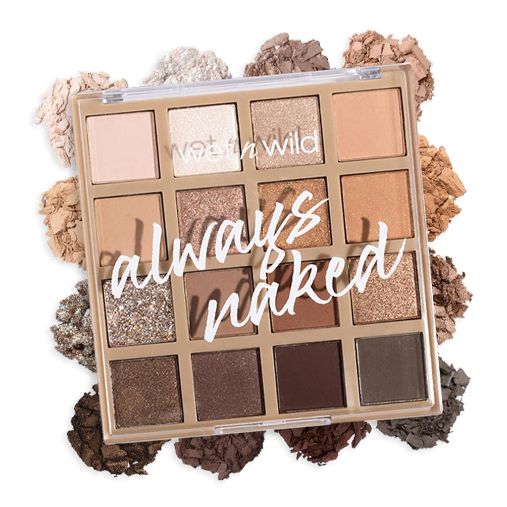 wet n wild Always Naked Palette, Nude Neutral Eye Makeup, Blendable, Warm And Cool Nude Pigments, Matte, Shimmer, Glitte