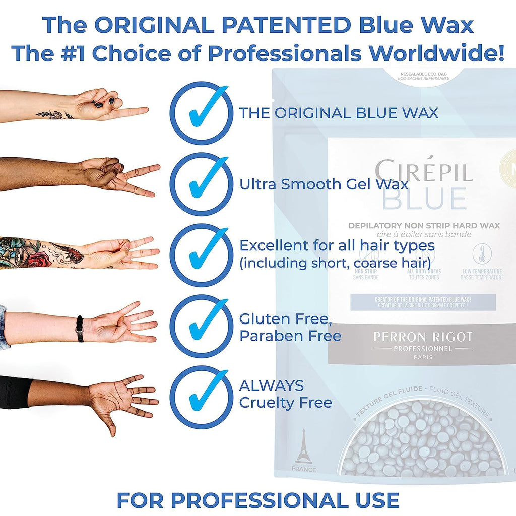 Cirepil BLUE Stripless Hard Wax Beads Bag 14.11oz / 400g