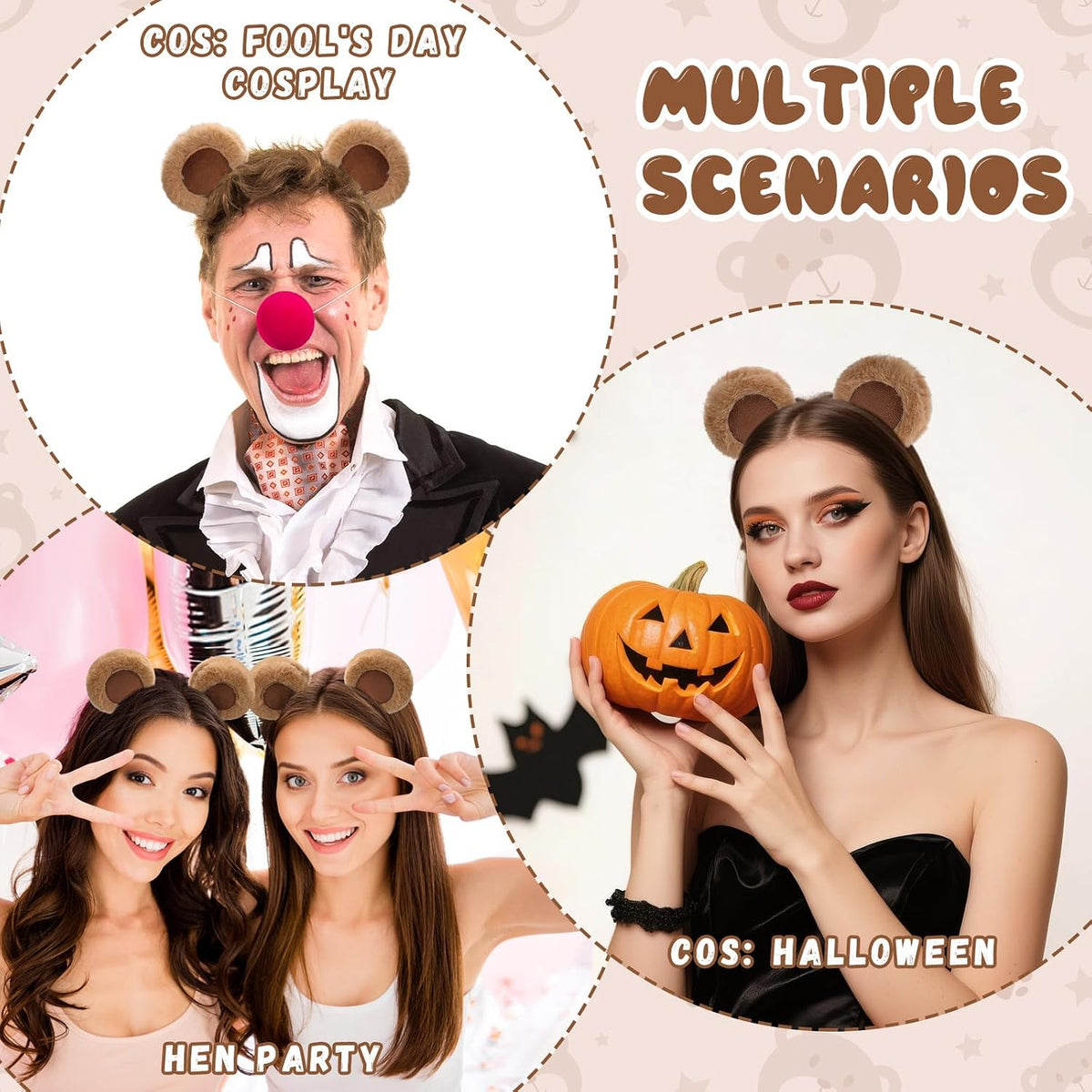 Sightor Bear Ears Headband Cute Bear Hairband Movable Ear Bear Head Wear