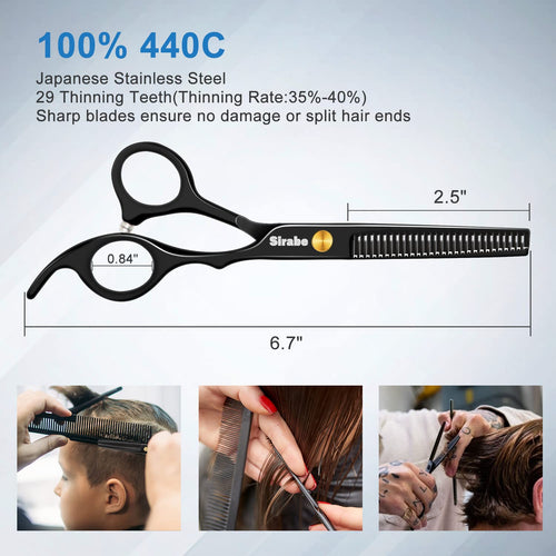 10 PCS Hair Cutting Scissors Set, Professional Haircut Scissors Kit with Cutting Scissors, Thinning Shears, Comb, Cape, 