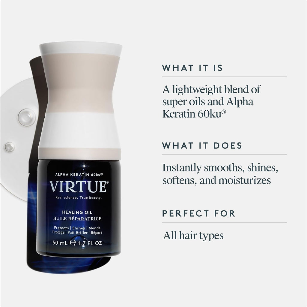 Virtue Correct Healing Hair Oil, Repair, Frizz Control & Shine, 1.7 Fl Oz