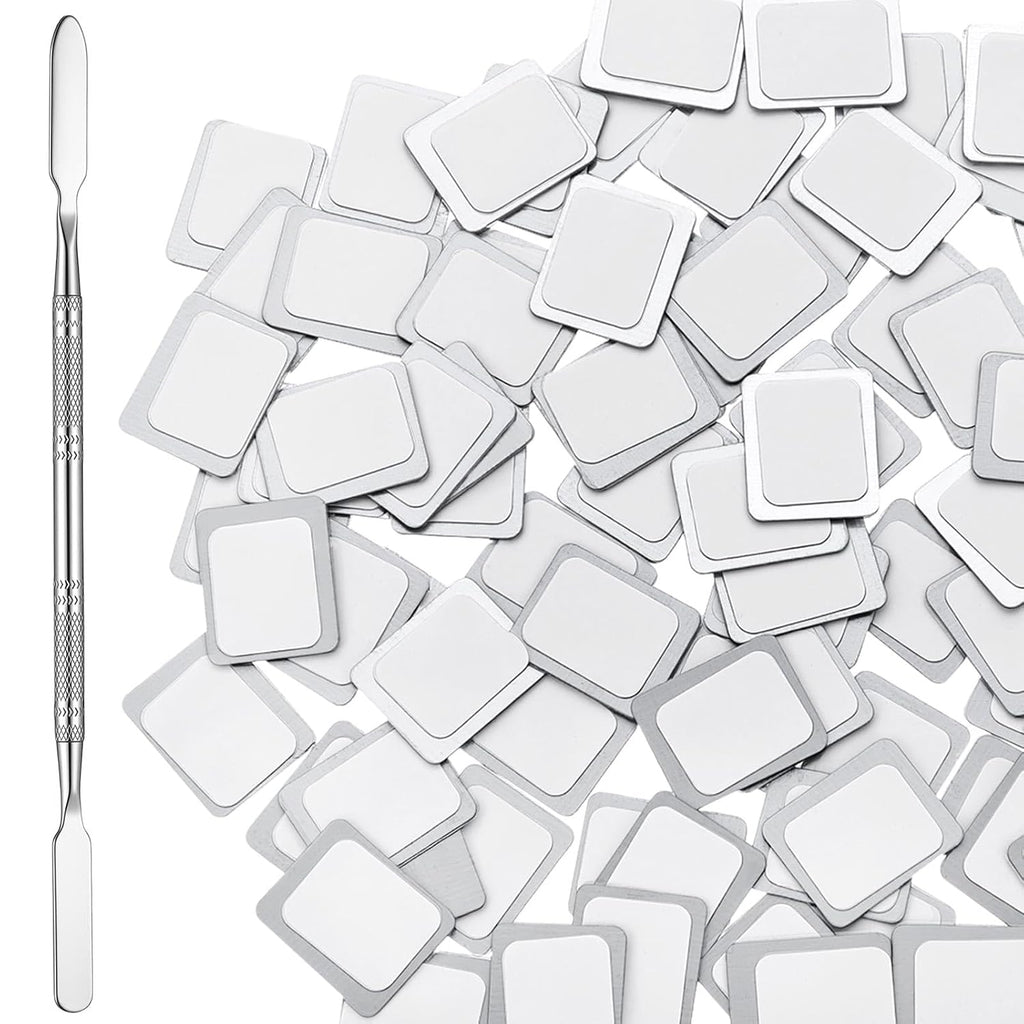 Sumind 101 Pack Metal Stickers for Eyeshadow Palette Set, Includes 1 Makeup Depotting Tool, Adhesive Empty Metal Makeup 