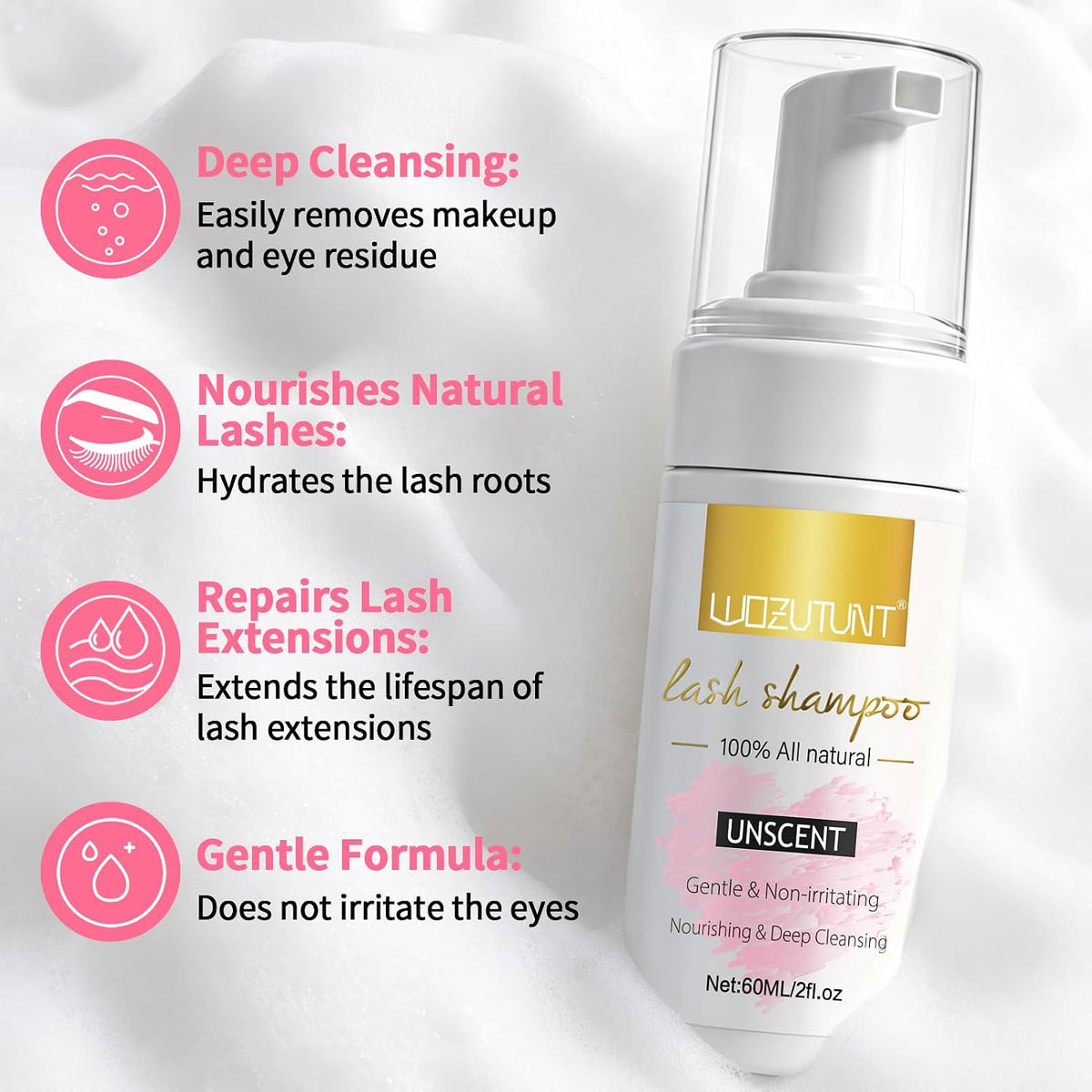 Eyelash Extension Cleanser Lash Mousse Lash Shampoo for Extensions, USB Mini Portable Fan Rechargeable Electric Handheld