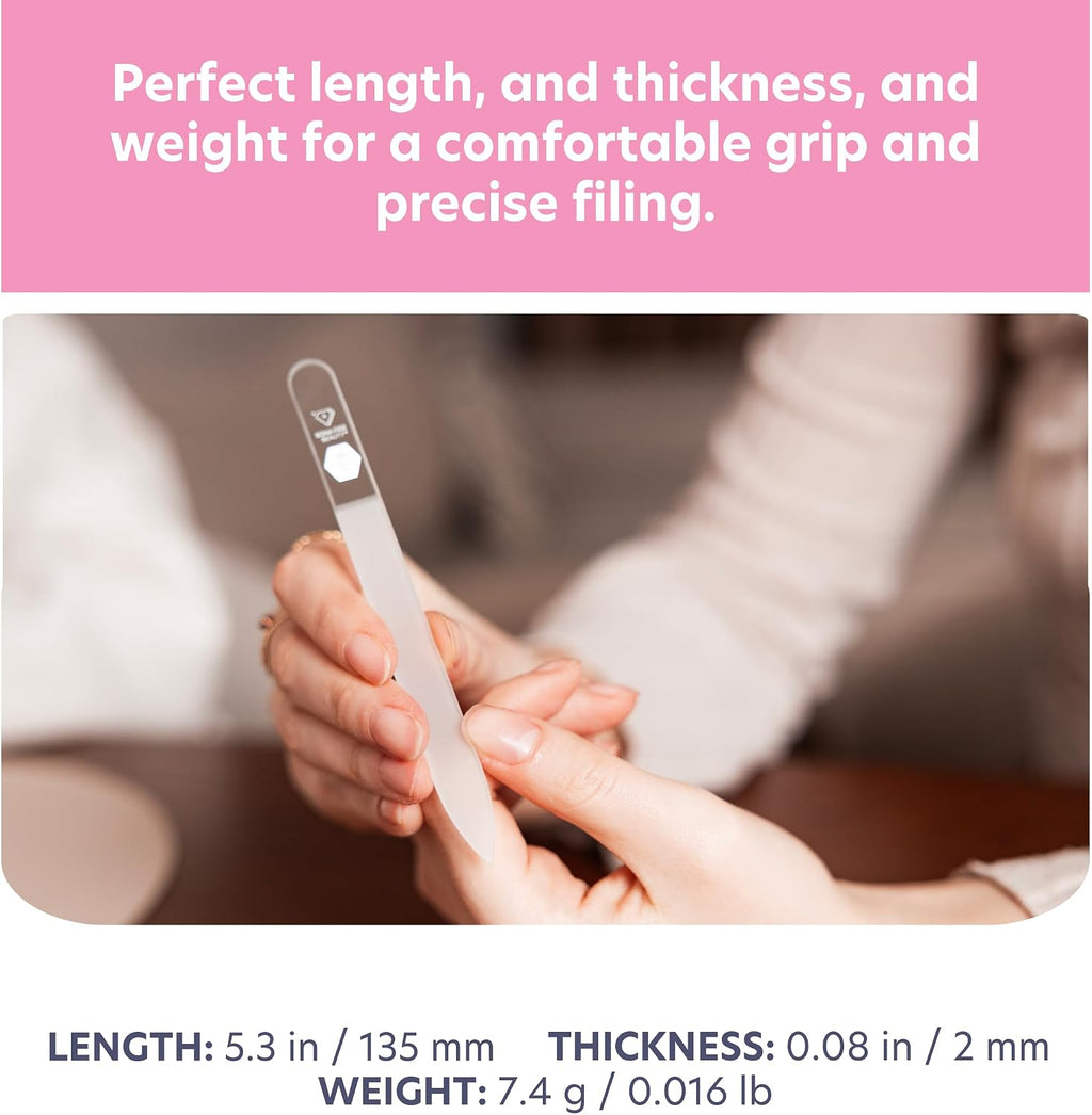 Bona Fide Beauty Czech Glass Nail File (Clear color) with Silver Hardcase