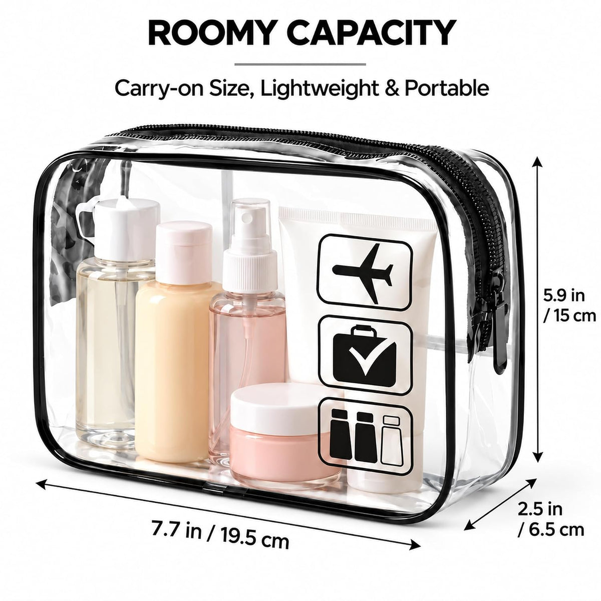 TSA Approved Toiletry Bag, 3 Pcs Clear Toiletries Bags Quart Size, Black