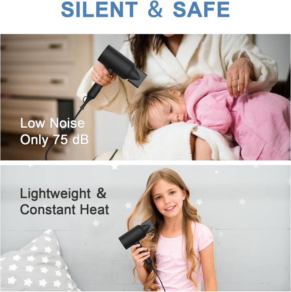 slopehill Professional Ionic Hair Dryer, Powerful 1800W Fast Drying Low Noise Blow Dryer with 2 Concentrator Nozzle 1 Di