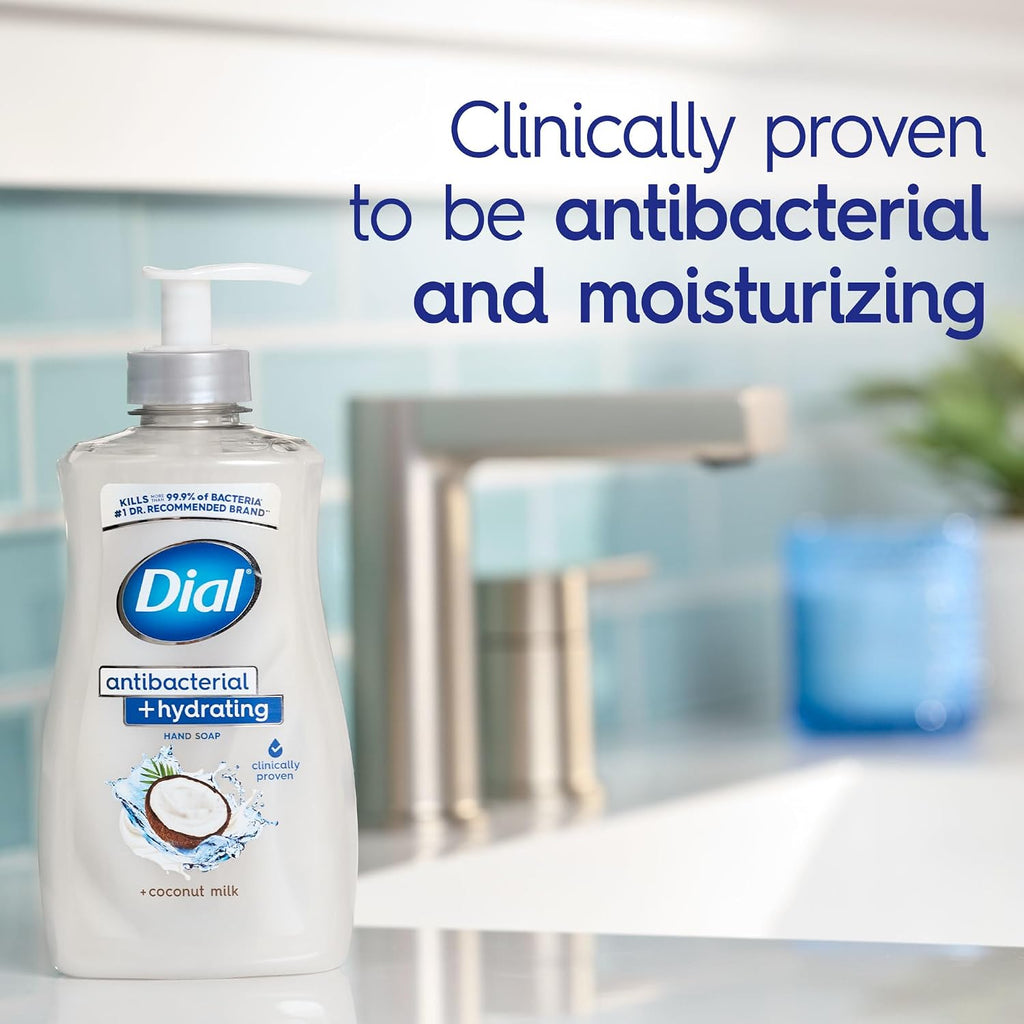 Dial Antibacterial Hydrating Liquid Hand Soap, Coconut Milk, 11oz, 4-Pack