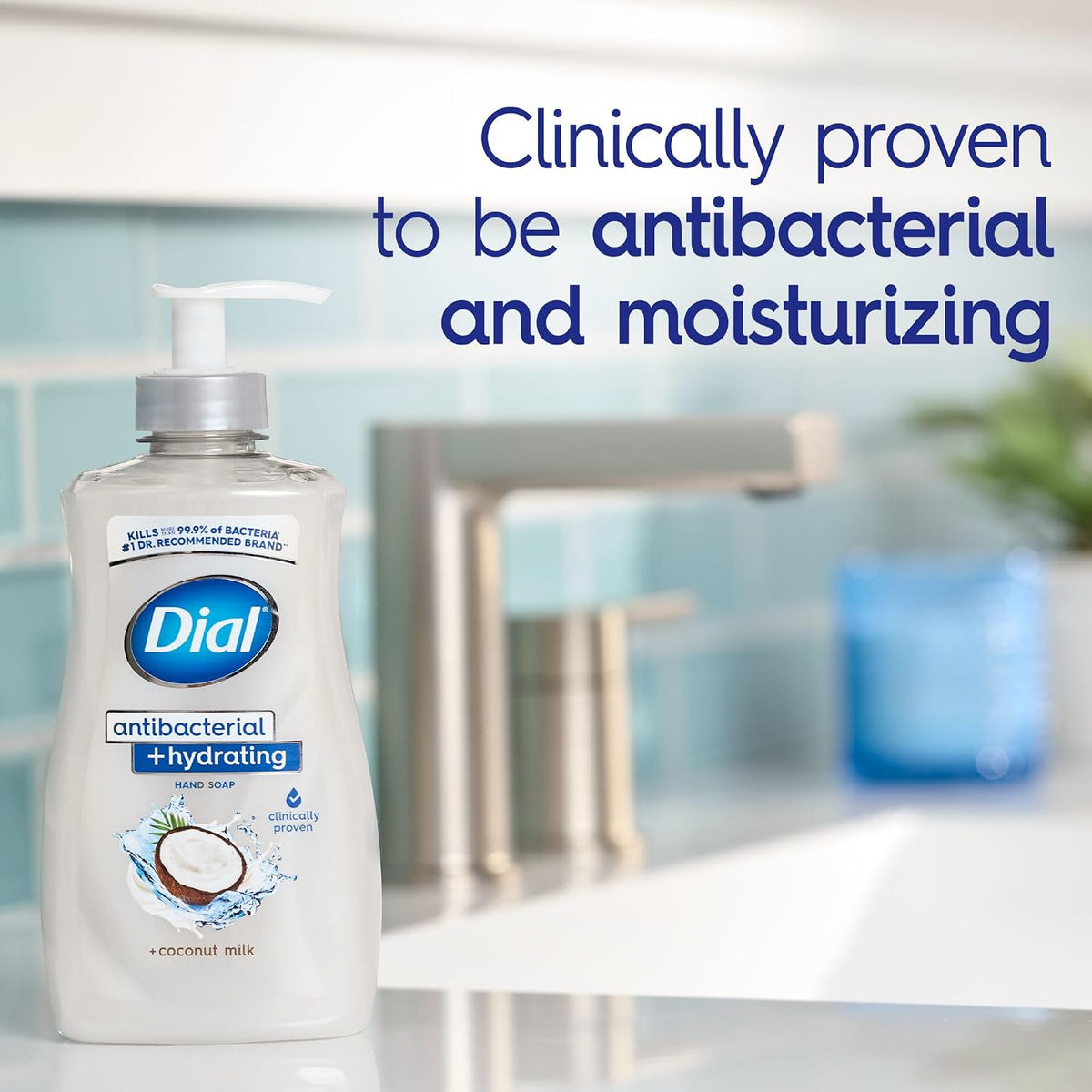 Dial Antibacterial Hydrating Liquid Hand Soap, Coconut Milk, 11oz, 4-Pack