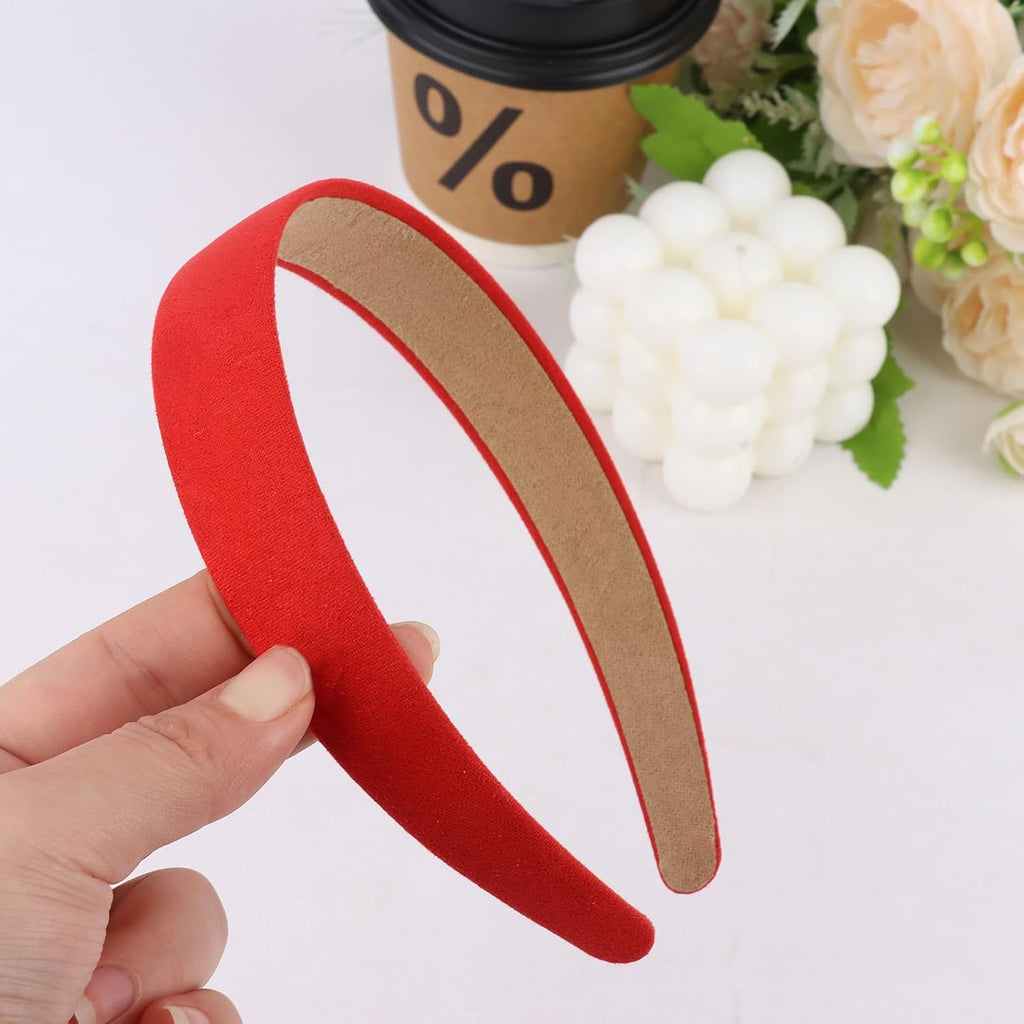Wecoe Red Headband for Women Girls 1 Inch Sueded Like Head Band