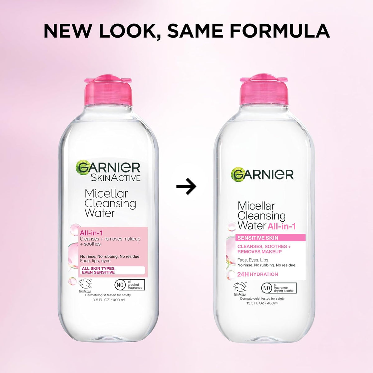 Garnier Micellar Water, Hydrating Facial Cleanser & Makeup Remover, Suitable for Sensitive Skin, Vegan, Cruelty Free, 13