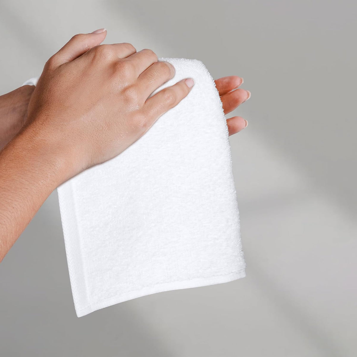 Amazon Basics Fast Drying Cotton Washcloths for Bathroom, Machine Washable, Soft and Highly Absorbent, 12 x 12 in, White