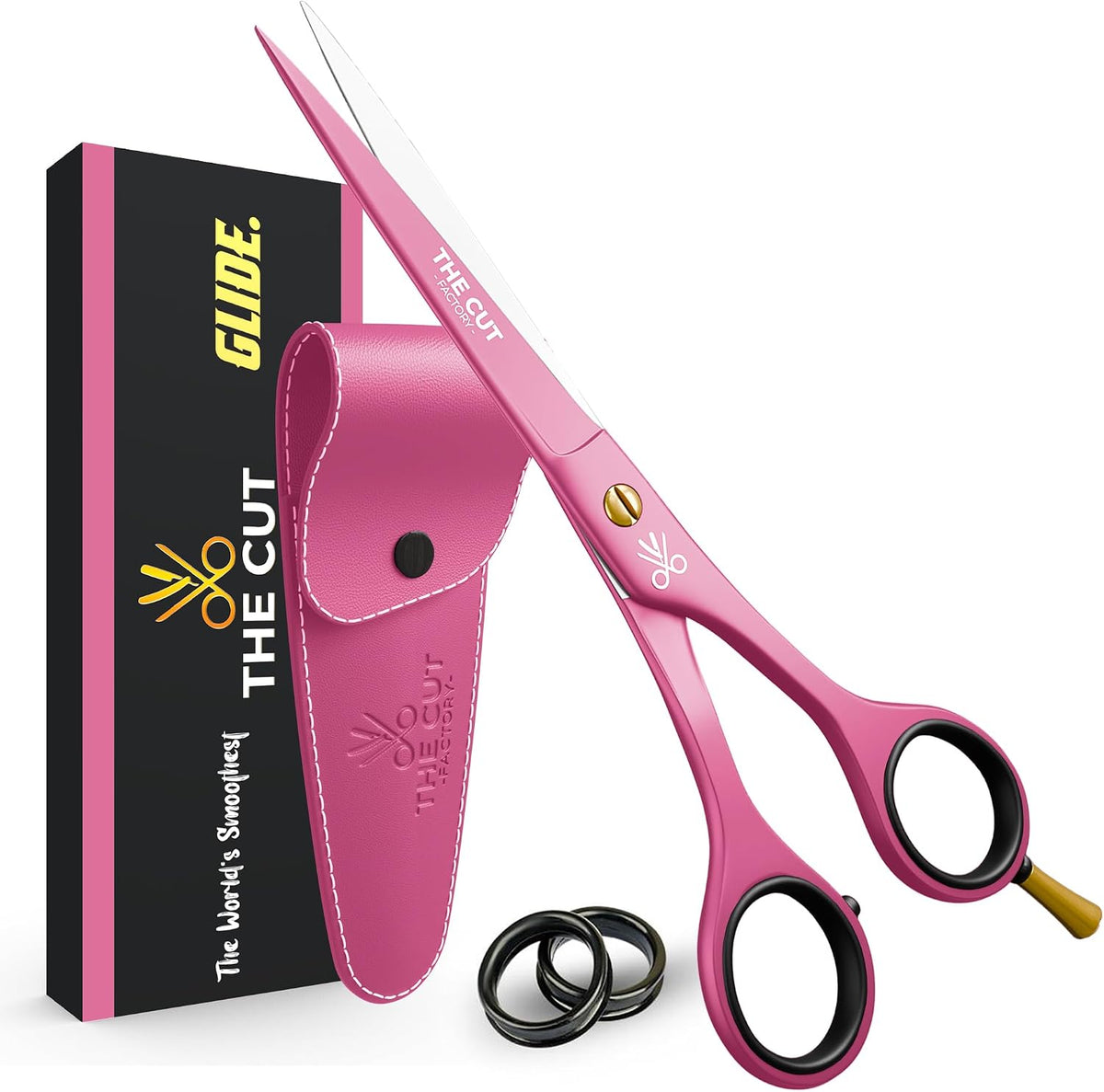 The Cut Factory® Hair Scissors & Hair Cutting Scissors - 6.5” Matte Black Professional Barber Shears with Micro-Serrated