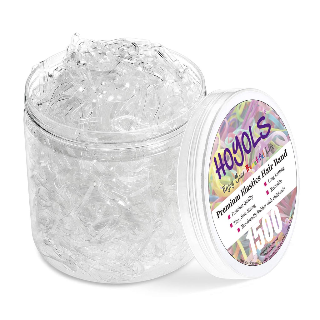 HOYOLS Clear Hair Ties, 1500 Pcs Small Elastic Rubber Bands