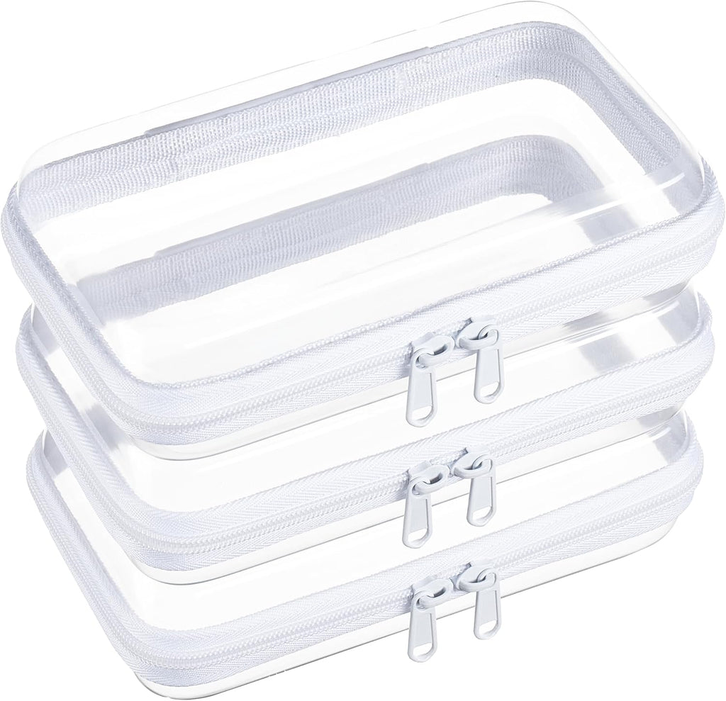 Clear Zipper Pouches, Hard Shell Zipper Case (M+3S)