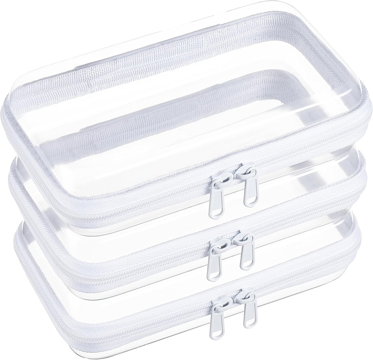Clear Zipper Pouches, Hard Shell Zipper Case (M+3S)