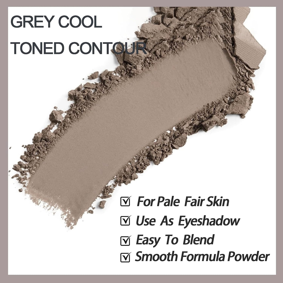 Cool Toned Contour Palette with Mirror, Taupe Grey Contour Powder