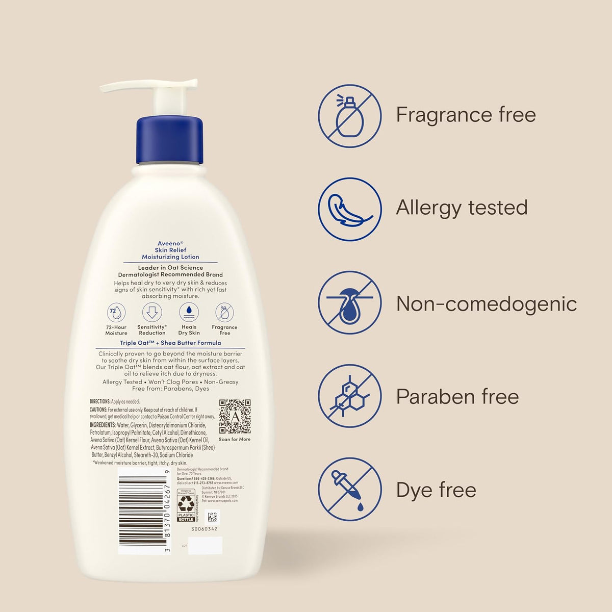 Aveeno Skin Relief Moisturizing Lotion, Fragrance-Free, 18 fl. oz