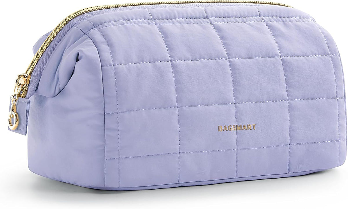 BAGSMART Makeup Bag Travel Toiletry Bag, Wide-open Zipper Pouch, Pink
