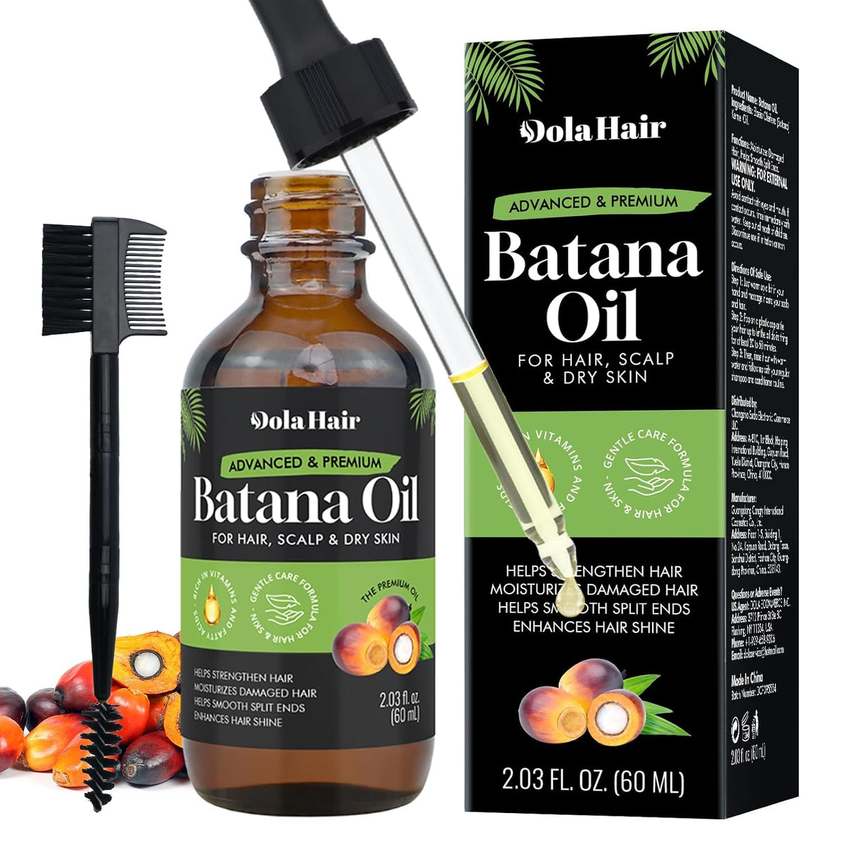 Dolahair Batana Oil for Hair, Scalp & Skin, Natural Elaeis Oleifera Kernel Oil, Moisturizing Hair Oil for Dry Hair, Ligh