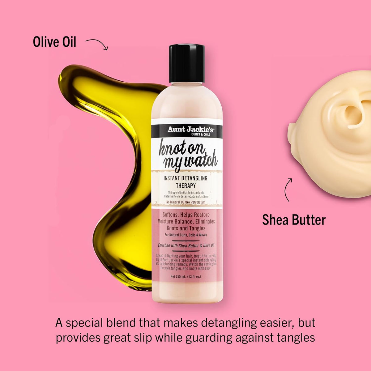 Aunt Jackie's Curls and Coils Knot On My Watch Instant Hair Detangling Therapy for Natural Curls, Coils and Waves, Enric