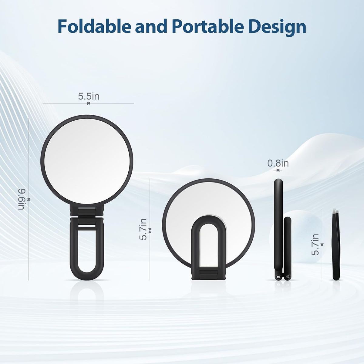 30X Magnifying Mirror, Hand Mirror with Handle, Double Sided Hand Mirror with 30X/1X Magnification, Travel Essential Por