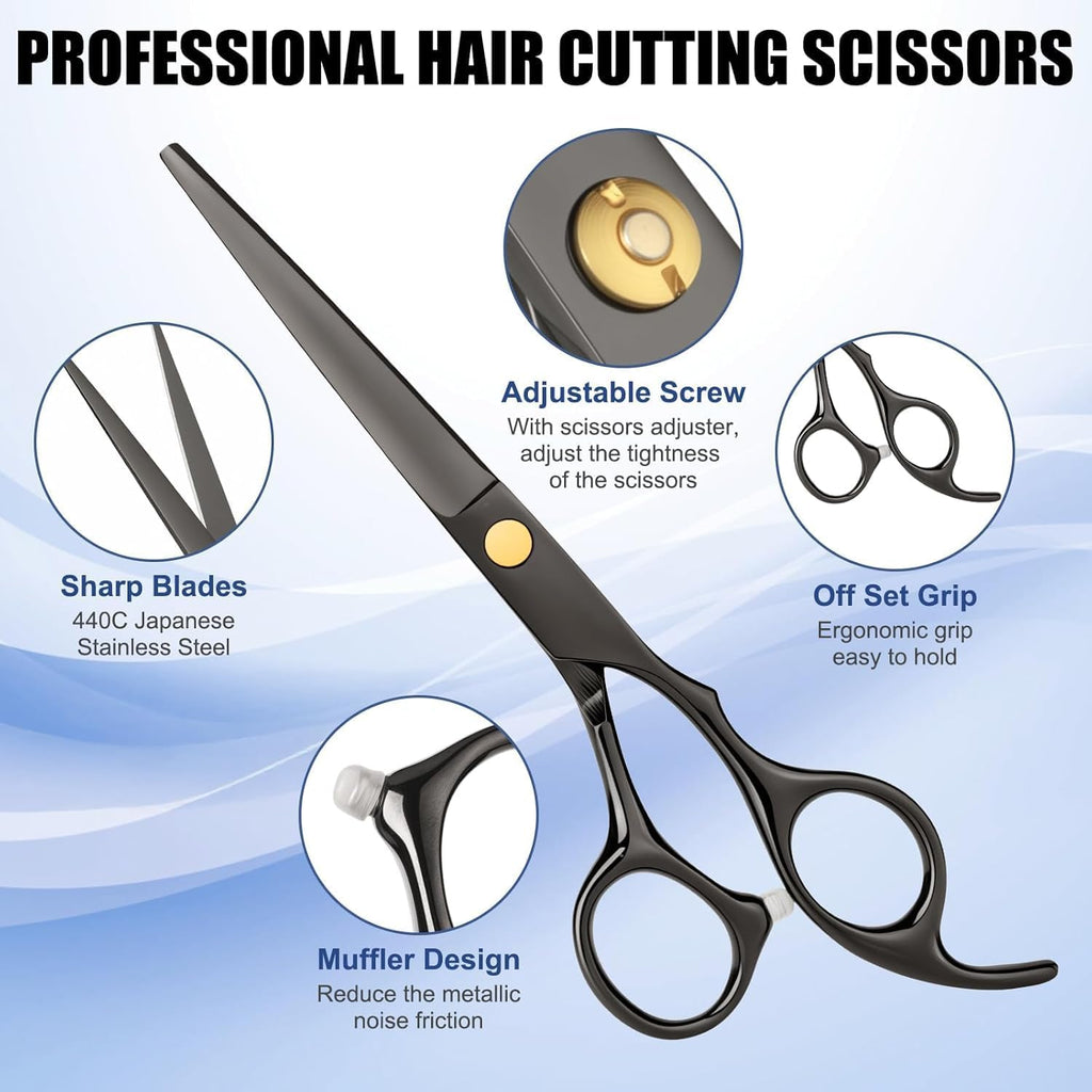 13 Piece Hair Cutting Scissors Set with Thinning Shears for Home and Salon