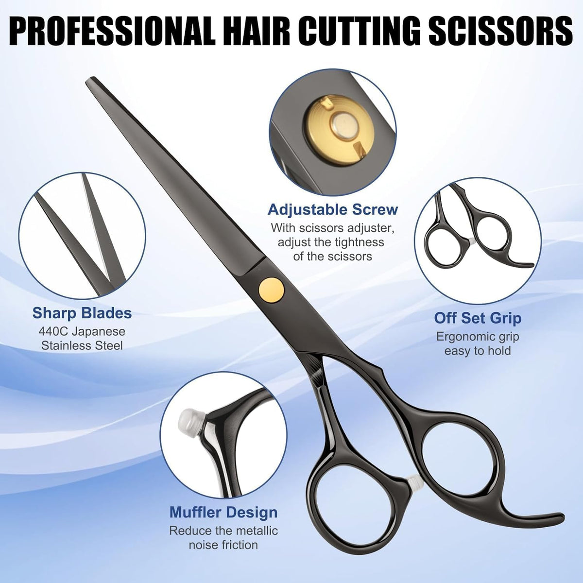 13 Piece Hair Cutting Scissors Set with Thinning Shears for Home and Salon