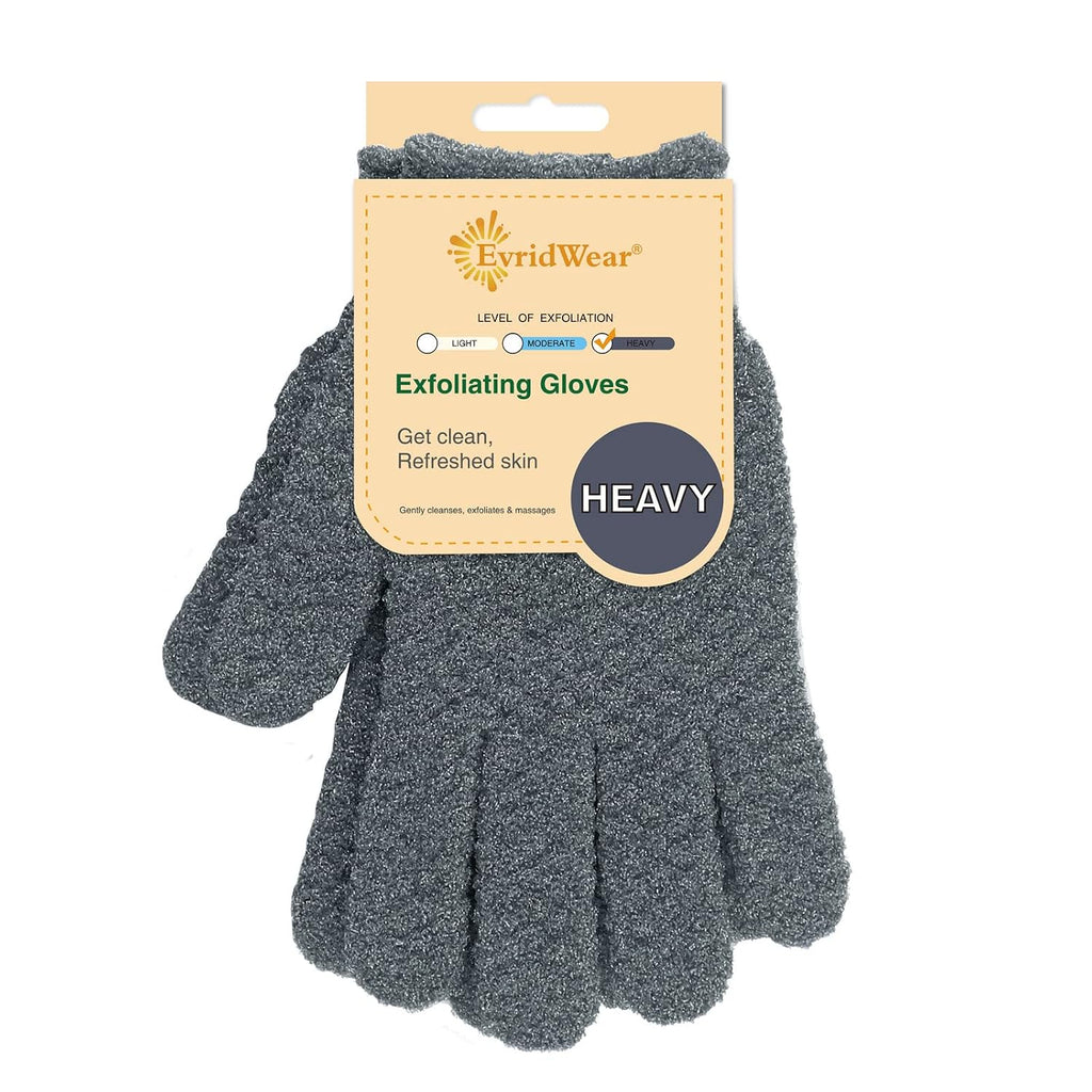 Evridwear Exfoliating Dual Texture Bath Gloves for Shower, Spa, Massage and Body Scrubs, Dead Skin Cell Remover, Gloves 
