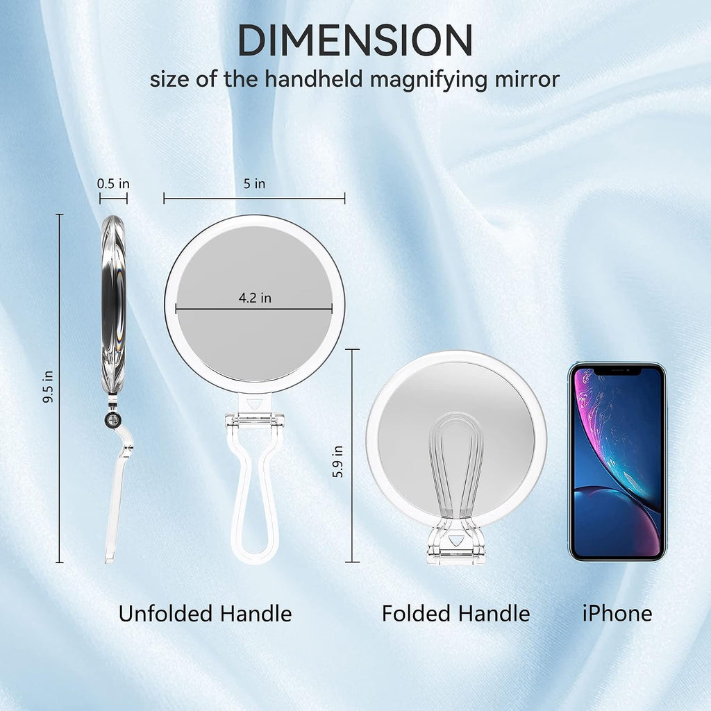 30X Magnifying Mirror for Travel with Handle, Double-Sided 1X/30X Magnification Hand Mirror for Makeup,Travel Mirror for
