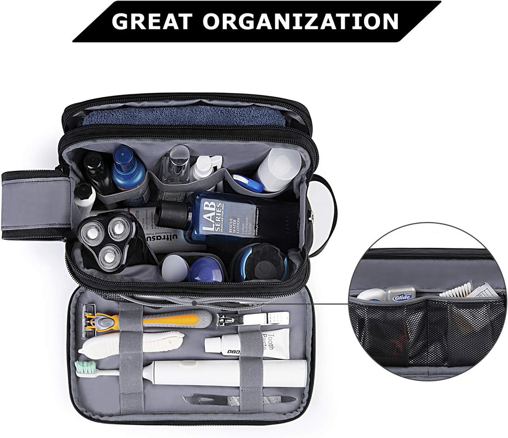 BAGSMART Toiletry Bag for Men, Travel Toiletry Organizer Dopp Kit Water-resistant Shaving Bag for Toiletries Accessories