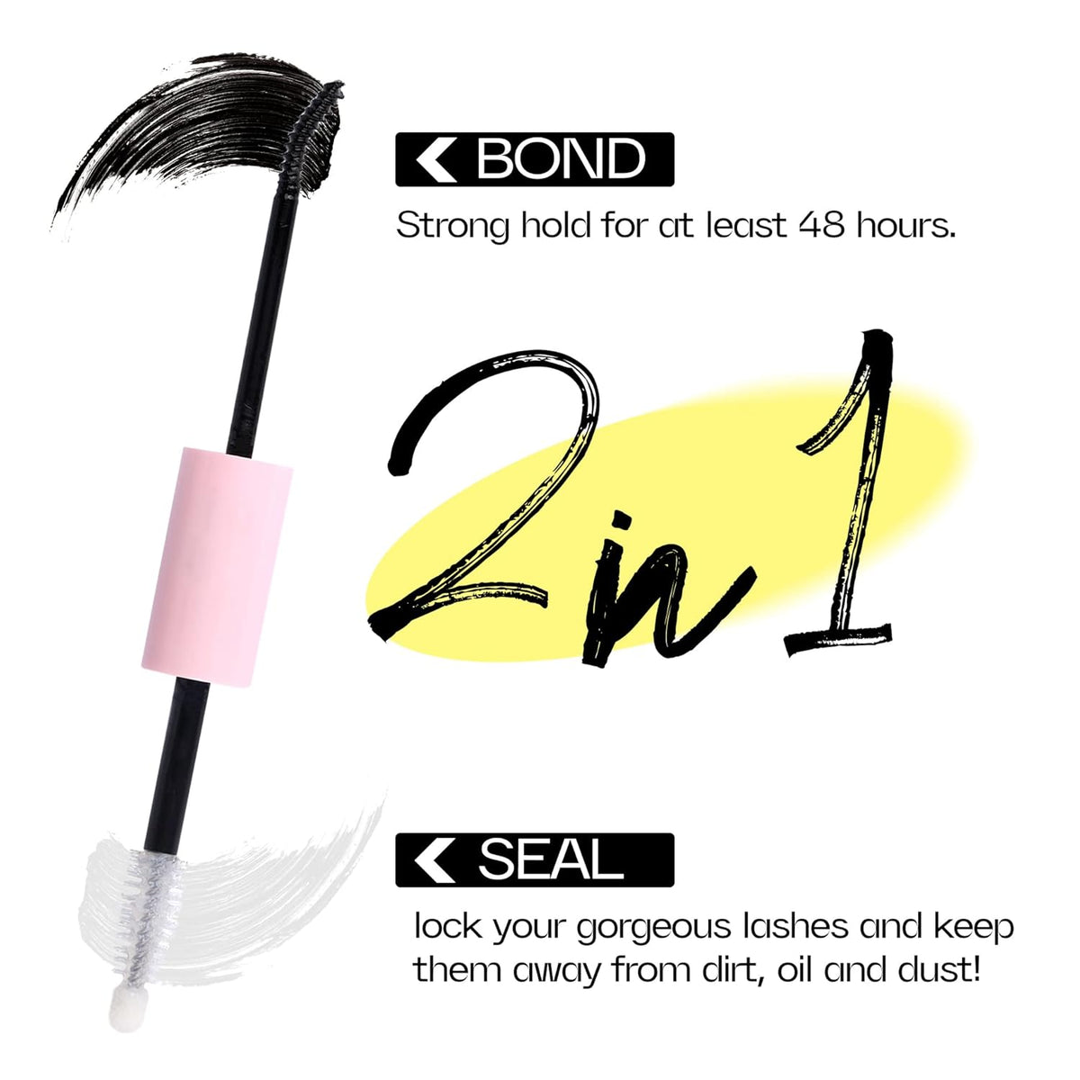 Lash Glue Bond and Seal Long Lasting Strong Hold Waterproof 2 in 1 Cluster Eyelash Glue for DIY Lash Extensions by Mavph