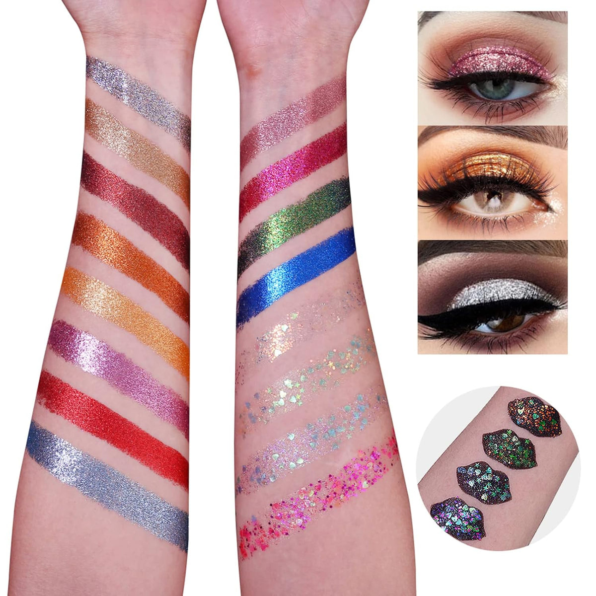 UCANBE Pro Glitter Eyeshadow Palette - Professional 16 Colors - Chunky & Fine Pressed Glitter Eye Shadow Powder Makeup P