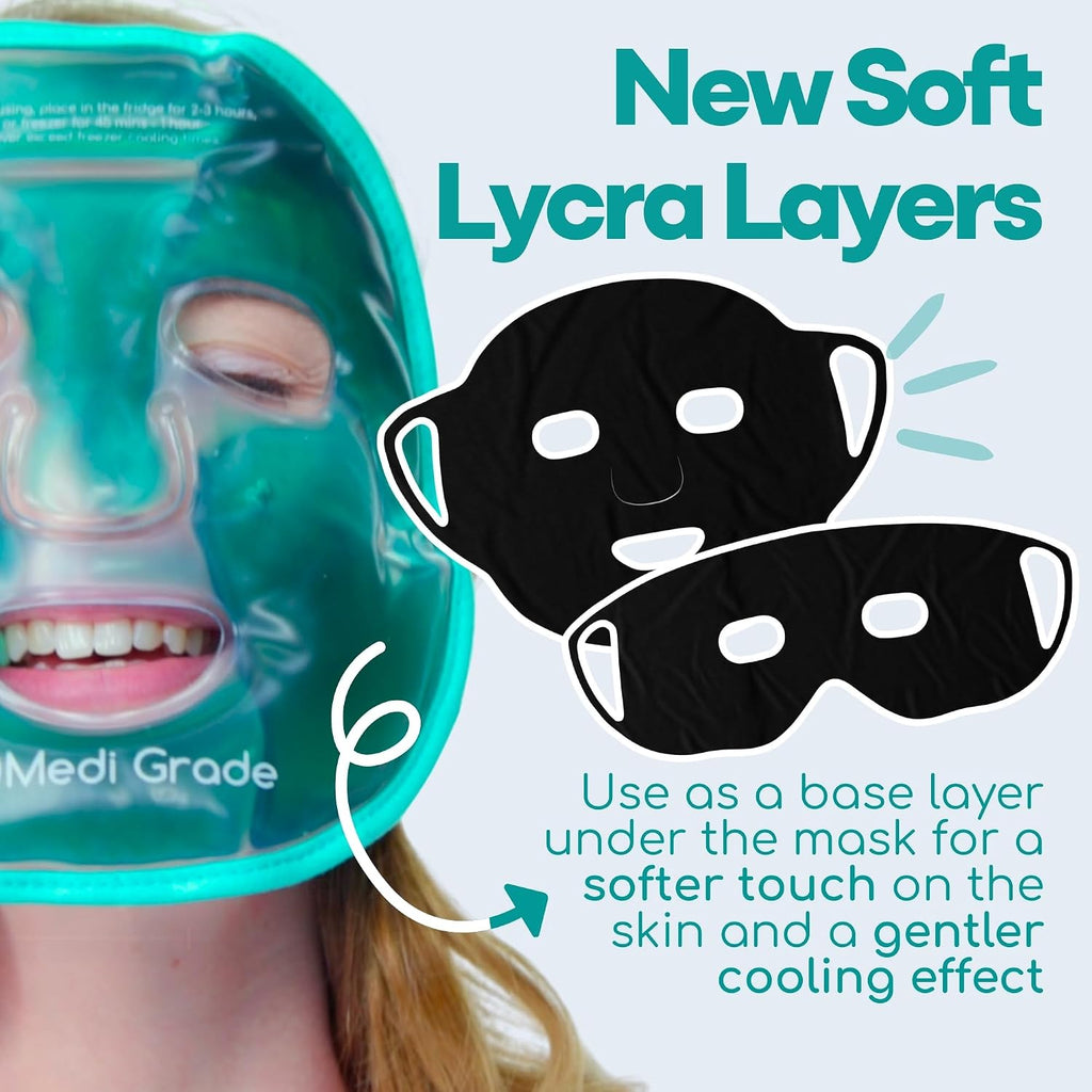 Medi Grade Face Ice Pack and Cooling Eye Mask Set, ChillGel Gel Mask, Green