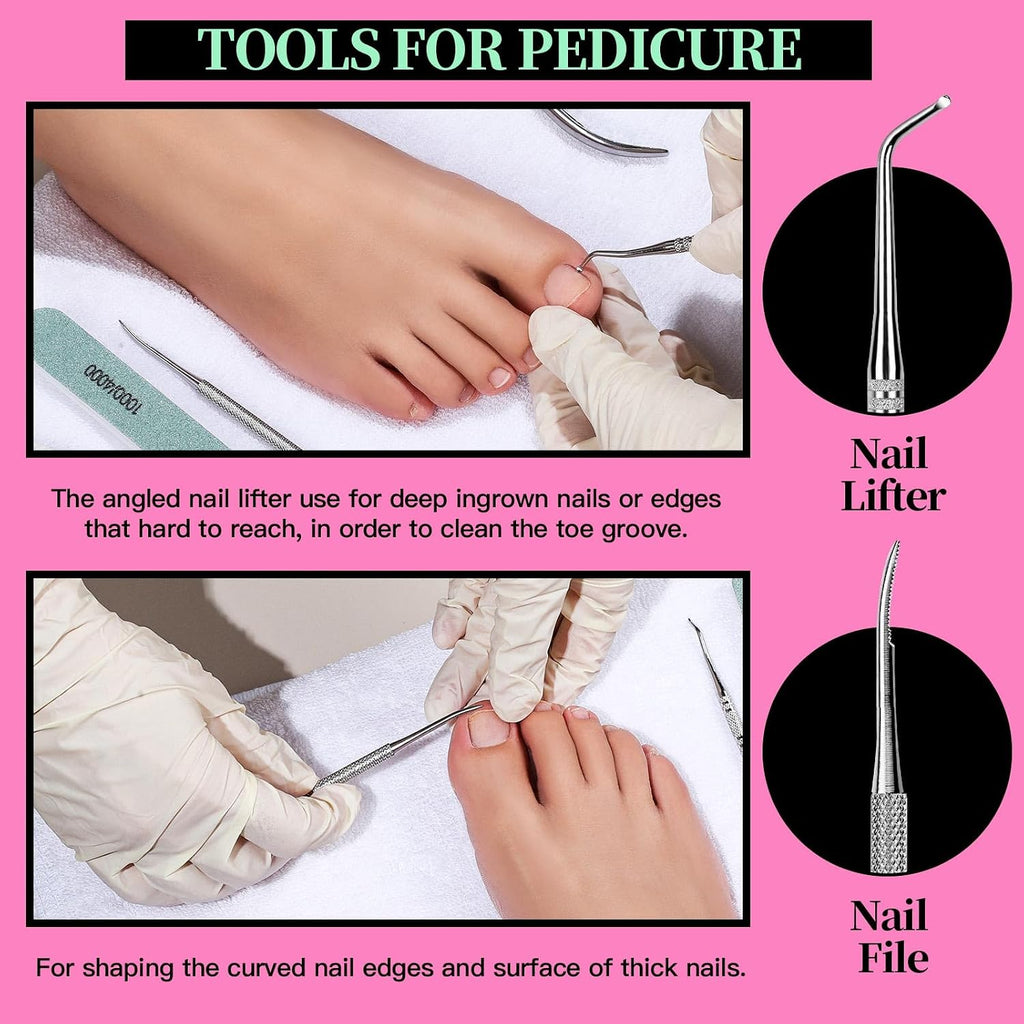 FANDAMEI Nail Care Kit, Nail Files 100/180, Nail Buffer Block, Cuticle Nippers, Cuticle Trimmer, Cuticle Pusher, Nail To