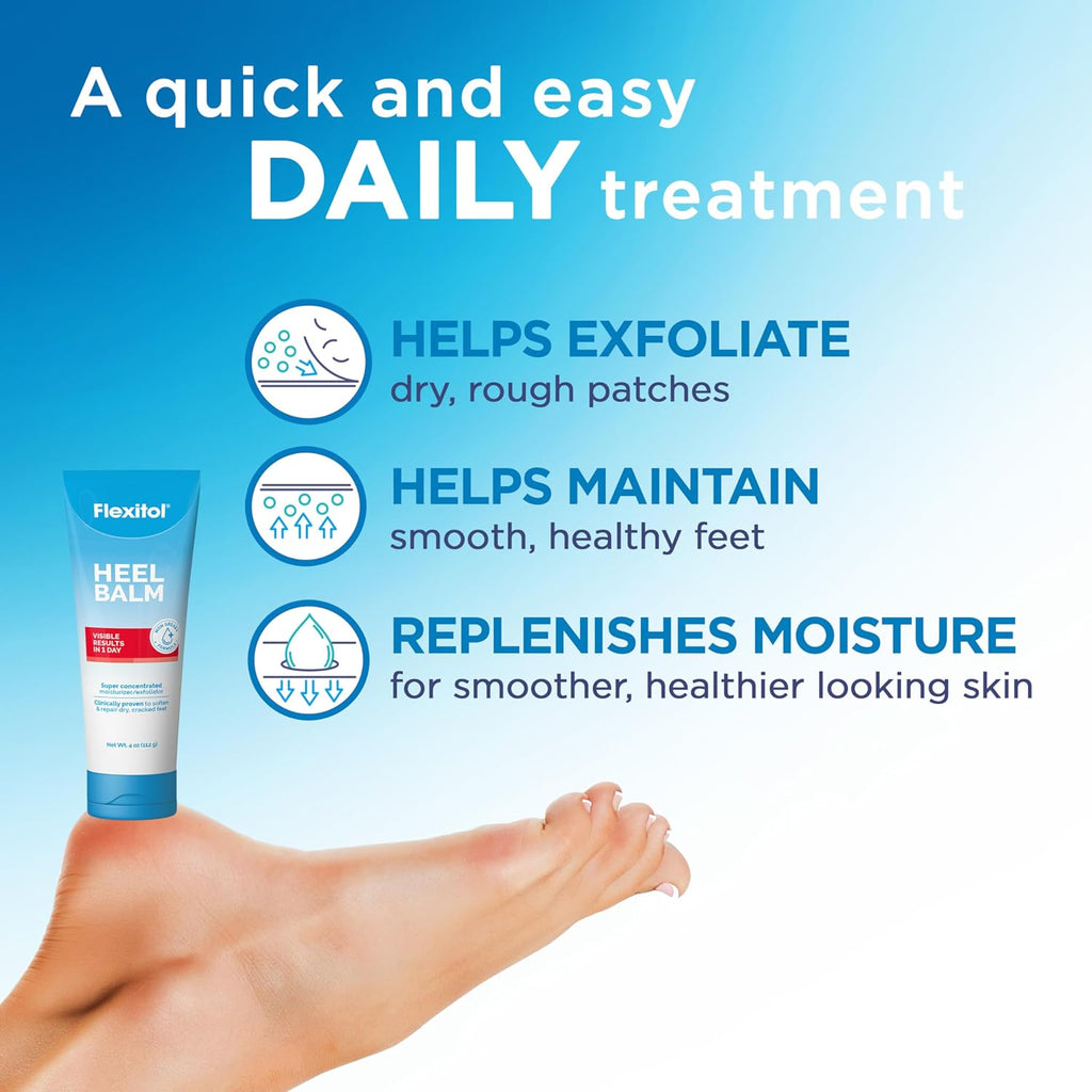 Flexitol Heel Balm 25% Urea Foot Cream for Cracked Heels & Rough Feet, 4 oz
