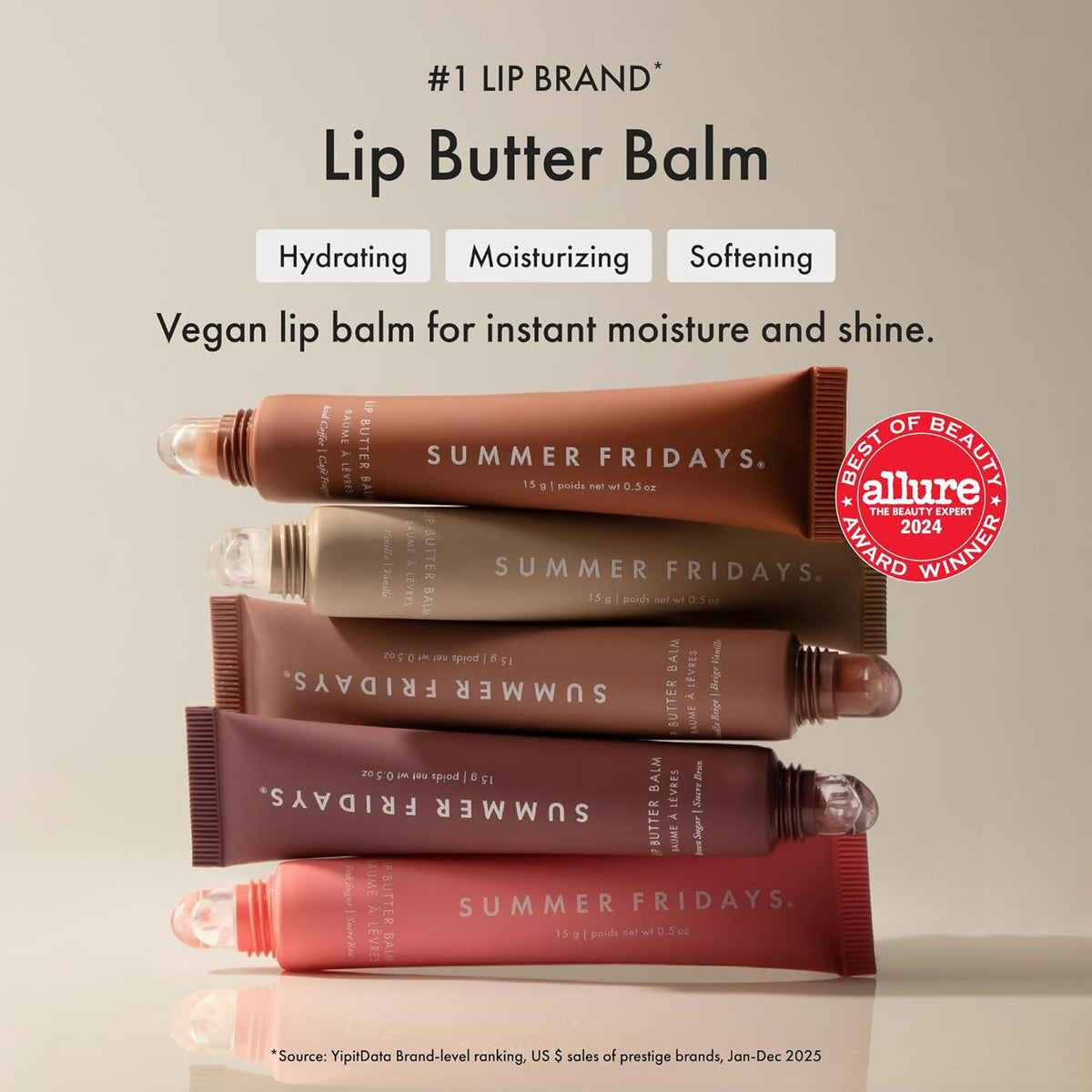 Summer Fridays Lip Butter Balm - Moisturizing Lip Gloss for Instant Shine + Sheer Color - With Nourishing Shea Butter - 