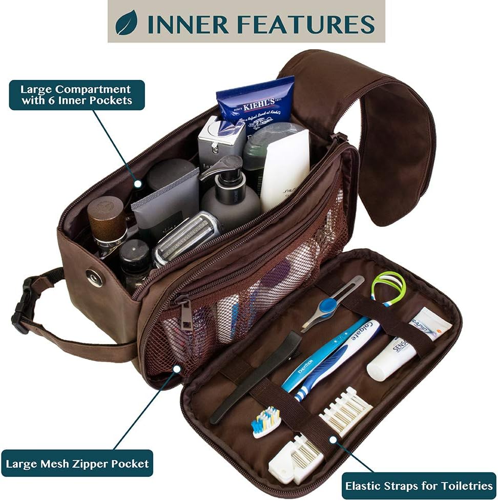PAVILIA Toiletry Bag for Men, Travel Essentials Shaving Dopp Kit, Mens Travel Bag Toiletries Organizer Case for Grooming