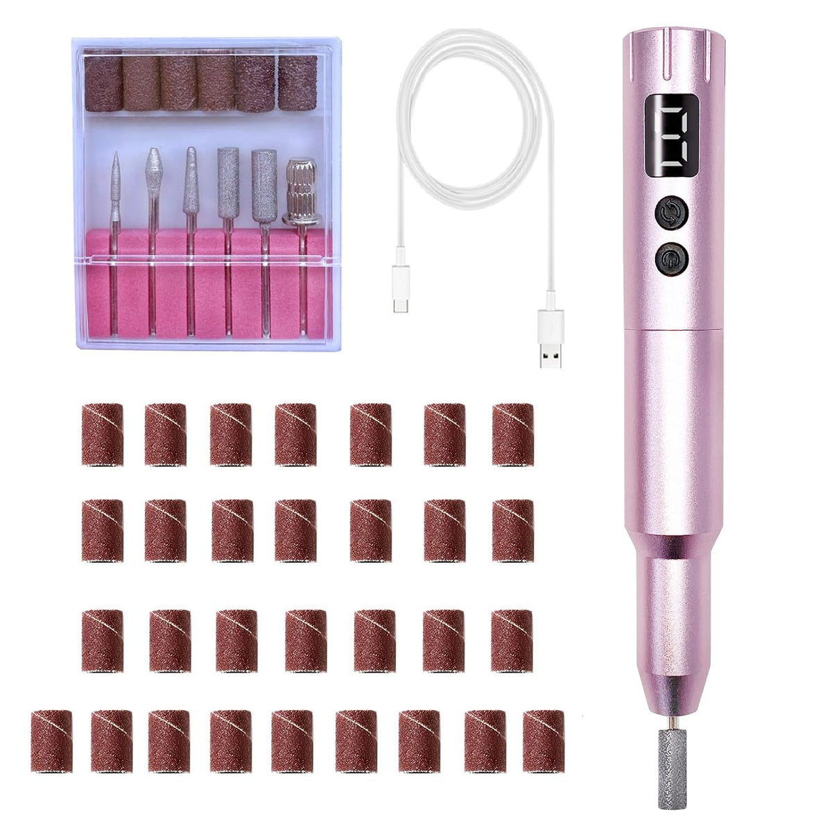 Nail Drill Kit Electric Rechargeable Set Cordless Nail Art Grinding Machine Compact Professional Nail File for Gel Manic