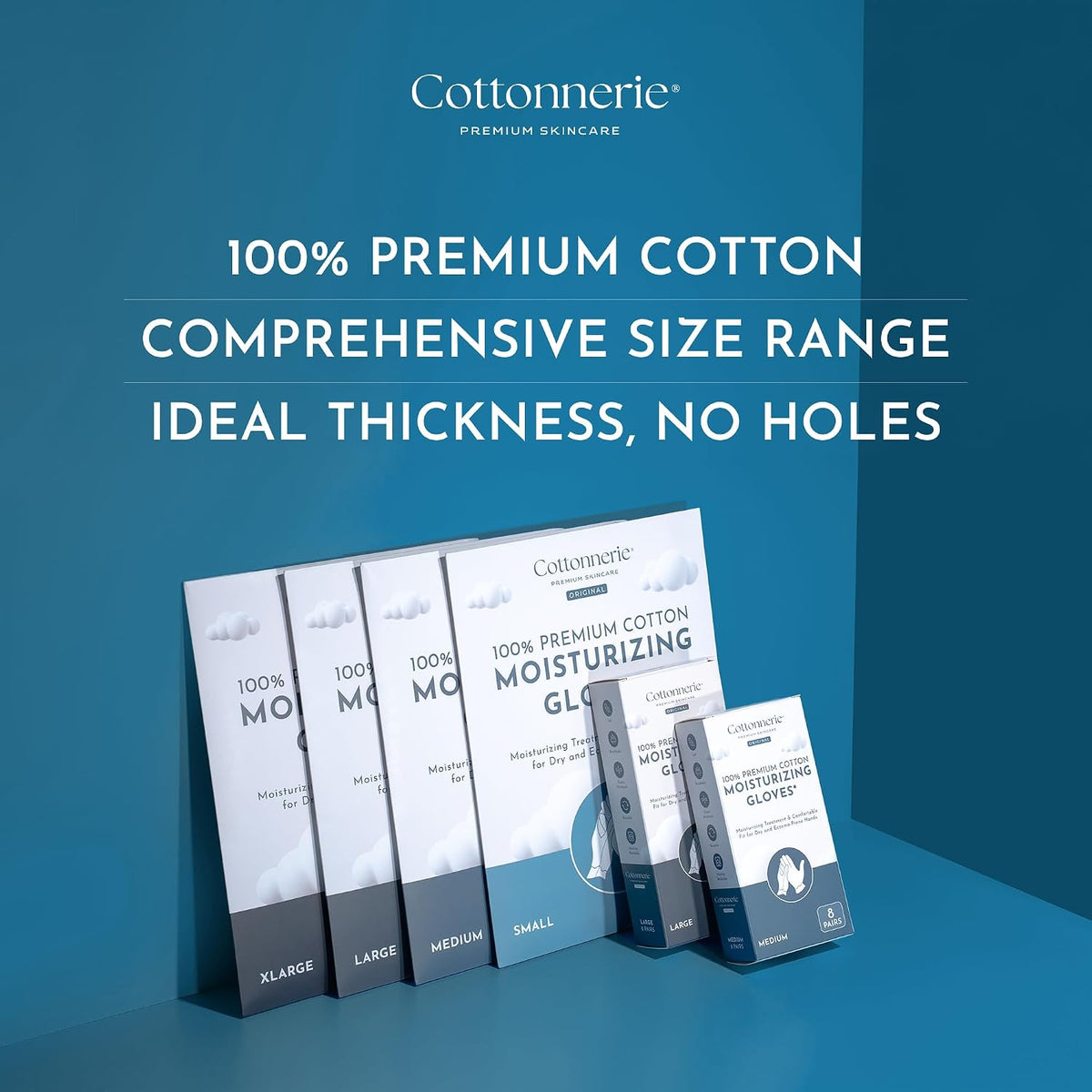 4 Pairs Cottonnerie Original Cotton Gloves for Dry Hands Sleeping, Moisturizing Gloves Overnight, Hand Moisturizer Glove
