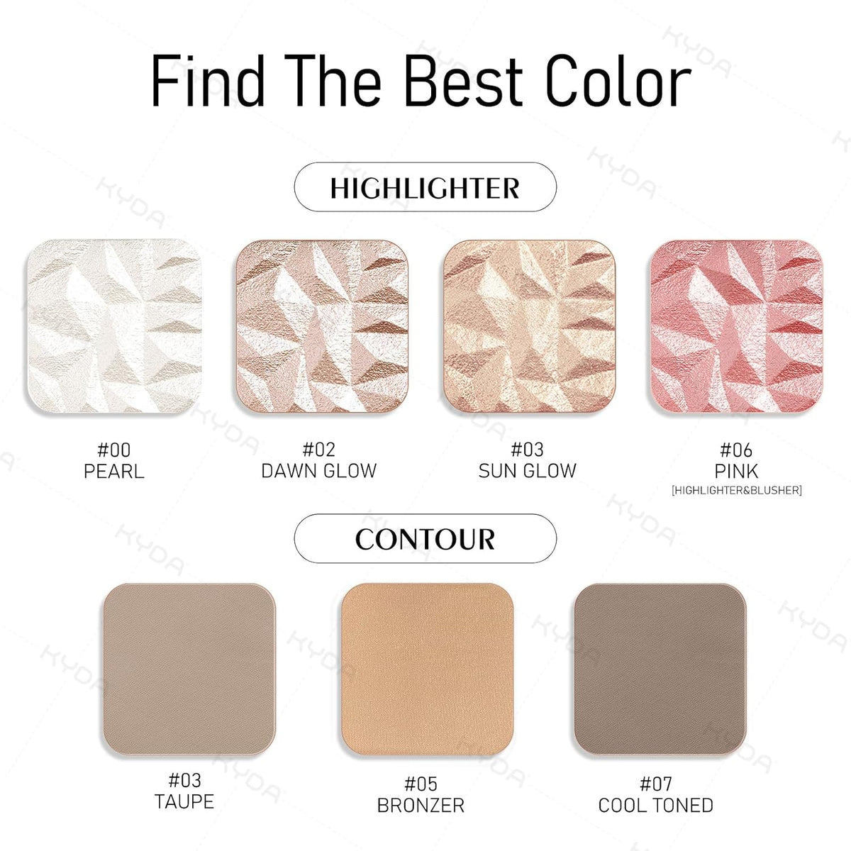 KYDA Face Sculpting Contour Palette, Smooth Matte Contour Pressed Powder, Ultra-fine Lightweight, Easy to Blend, Multius