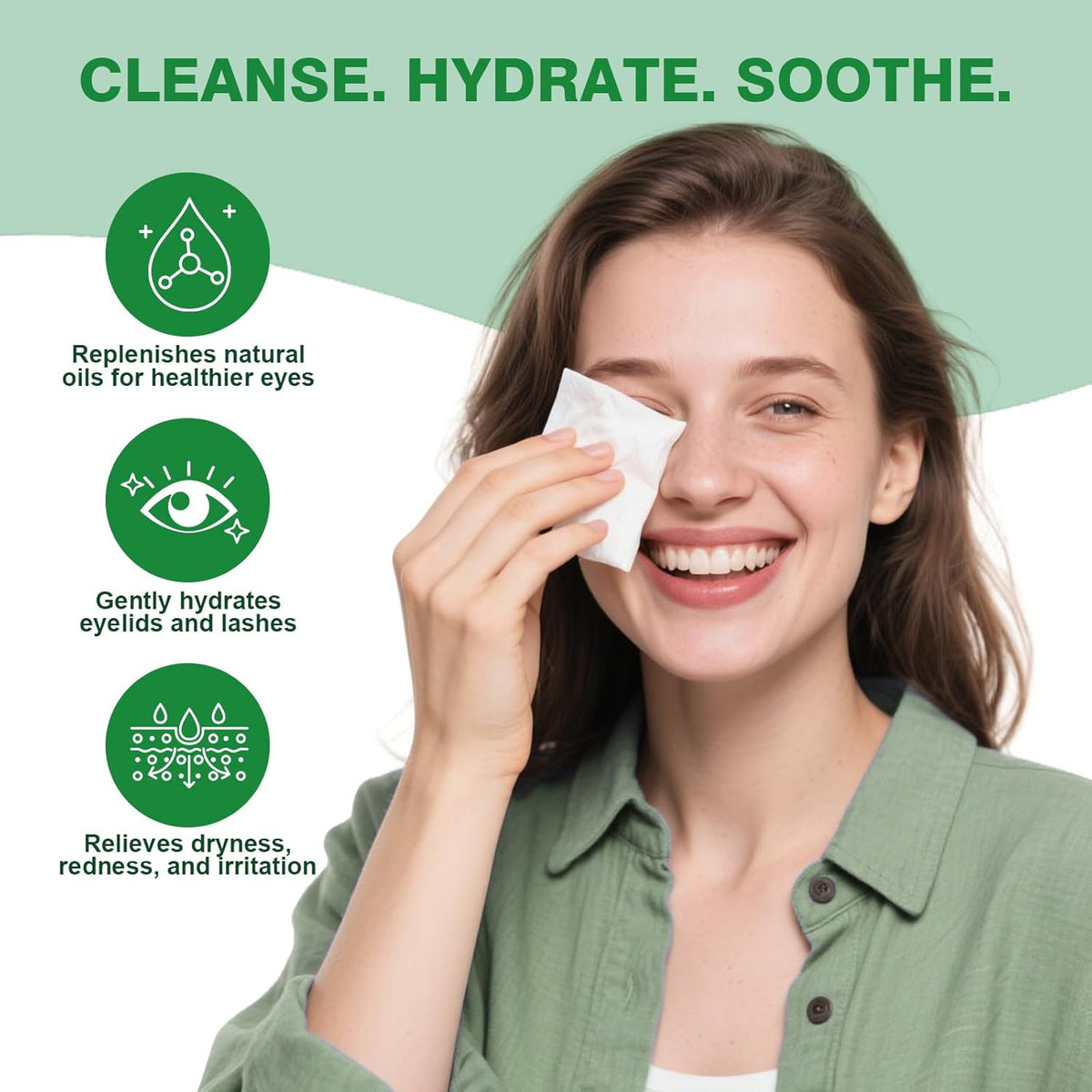 60PCS Tea Tree Oil Eyelid Wipes – Individually Wrapped Eye Lid Cleaning Wipes，Soothing For Sensitive Eyes, Stay Hydrated