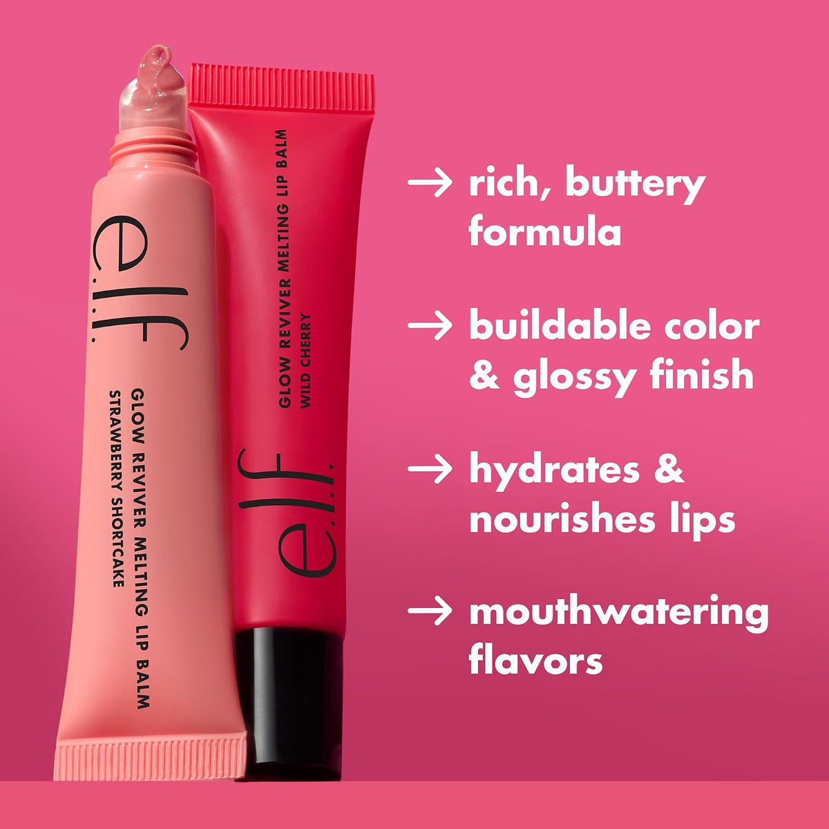 e.l.f. Glow Reviver Melting Lip Balm, Tinted, Strawberry Shortcake