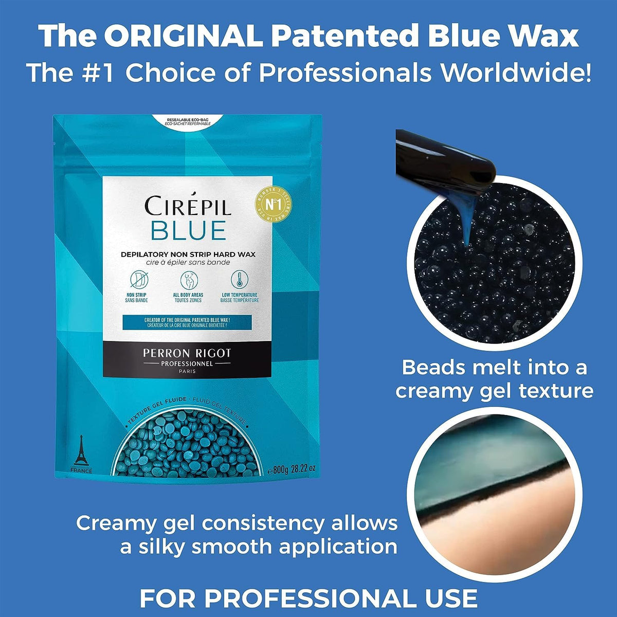 Cirepil BLUE Stripless Hard Wax Beads Bag 14.11oz / 400g