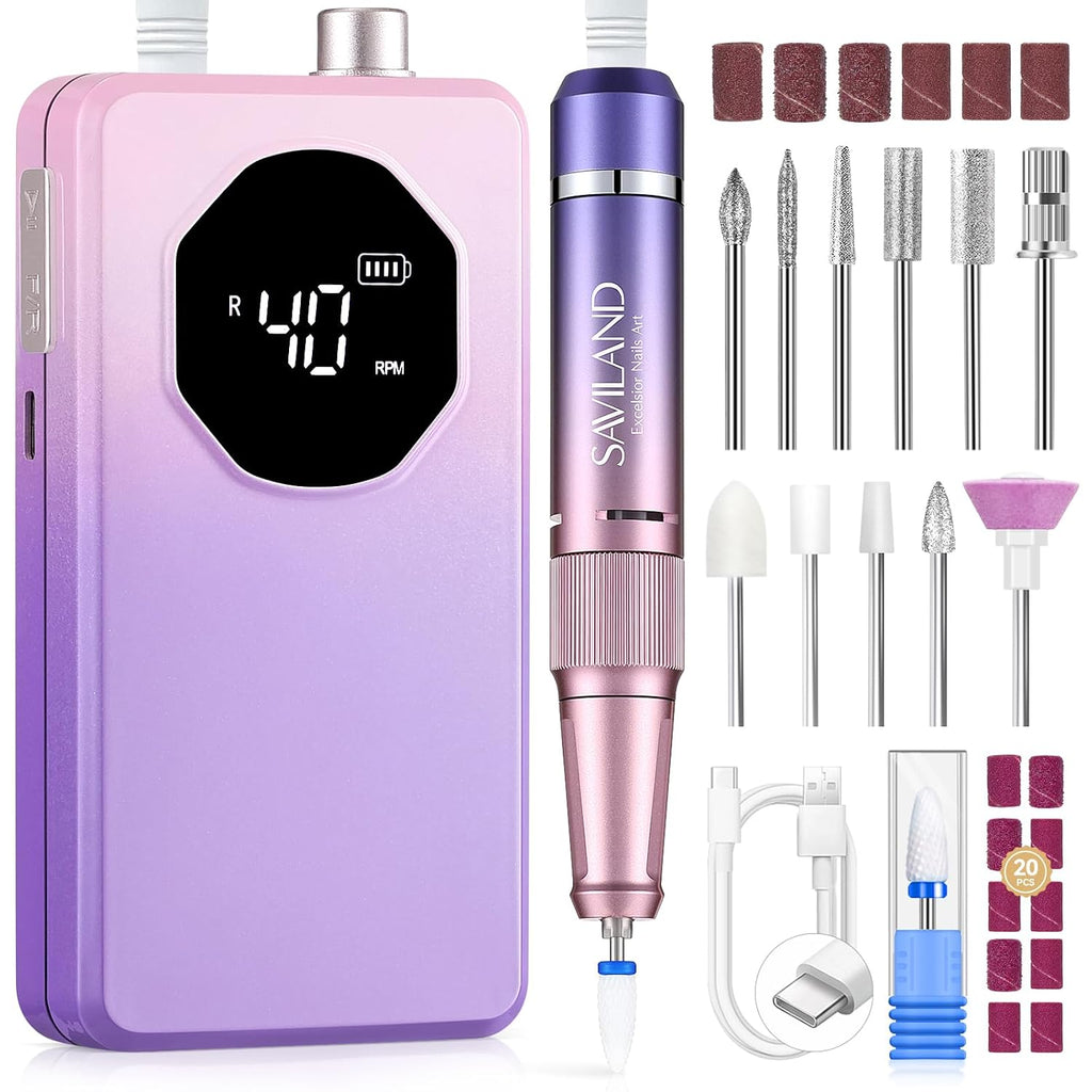 SAVILAND Nail Drill Professional 40000RPM 30S Fast Removal for Acrylic Nail