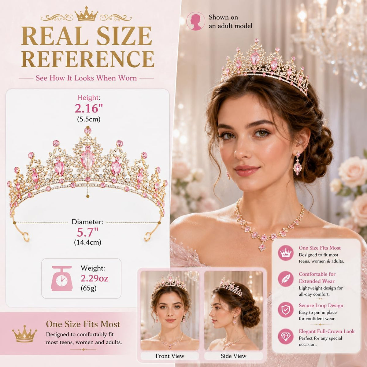 Crystal Crown and Tiara For Women - Rhinestone Headband For Princess Girls,Bridal Hair Accessories For Weddings Birthday